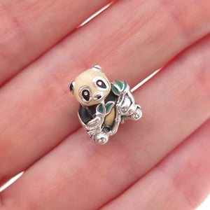 Pandora 925 Sterling Silver Enamel Sweet Panda Slide Bead Charm