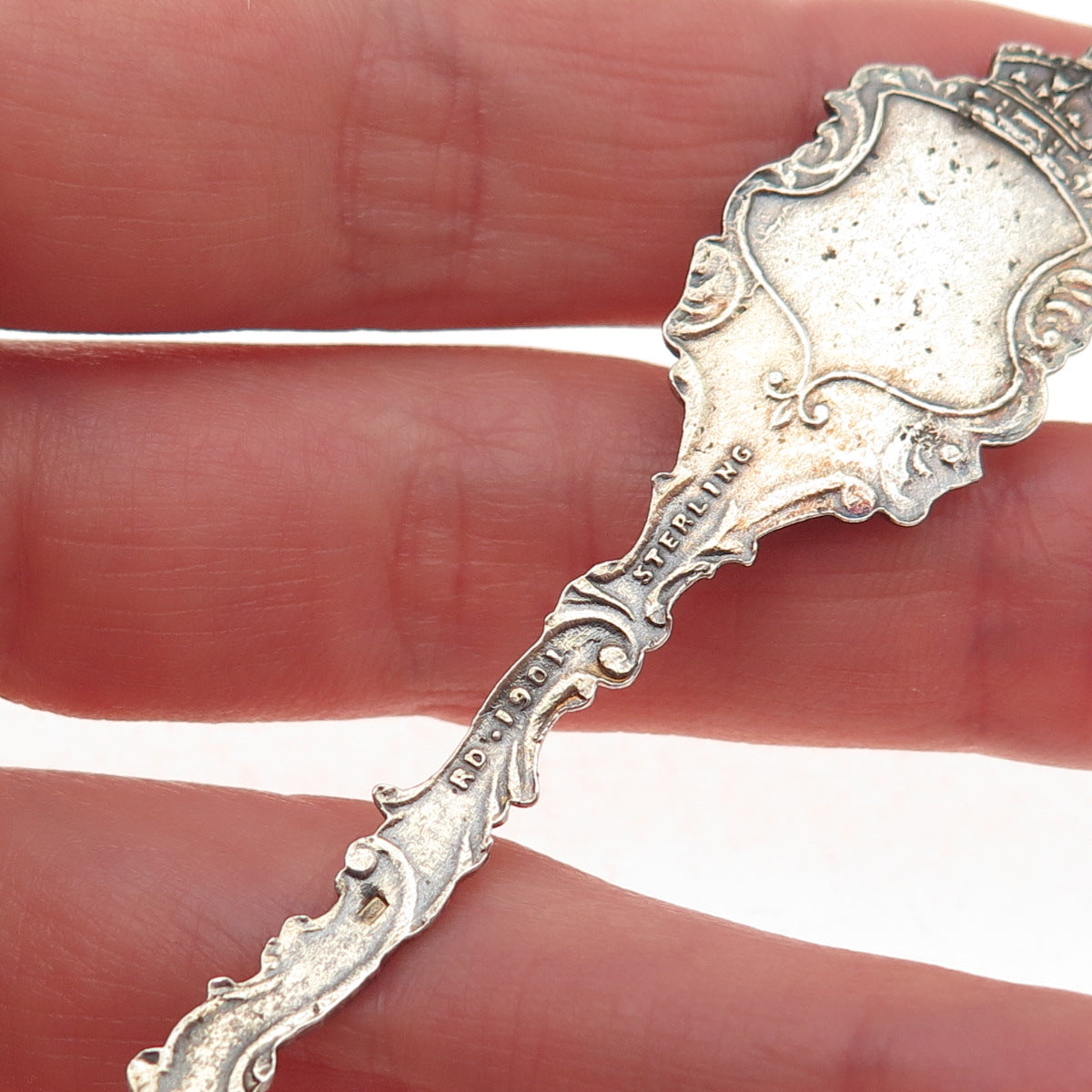 925 Sterling Antique 1901 Canada Enamel Provincial Building Halifax Coffee Spoon