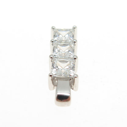 925 Sterling Silver Princess-Cut C Z Bar Minimalist Pendant