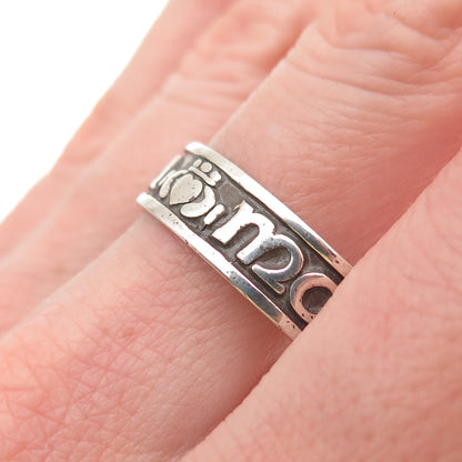 925 Sterling Vintage Mo Anam Cara My Soulmate Oxidized Band Ring Size 14.25