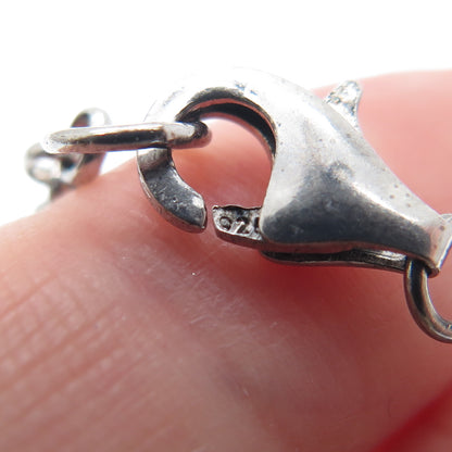 925 Sterling Vintage Round & Princess-Cut C Z Wedding Charms Rolo Bracelet 7.25"