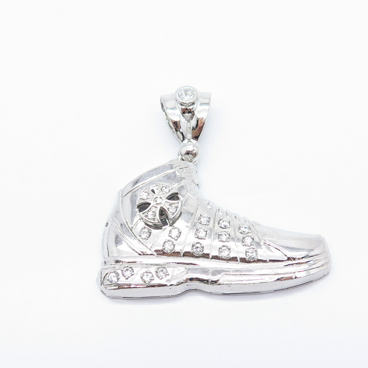 925 Sterling Silver C Z Sport Shoe / Sneaker Large Pendant