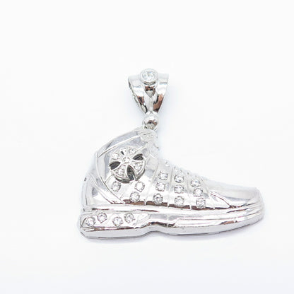 925 Sterling Silver C Z Sport Shoe / Sneaker Large Pendant
