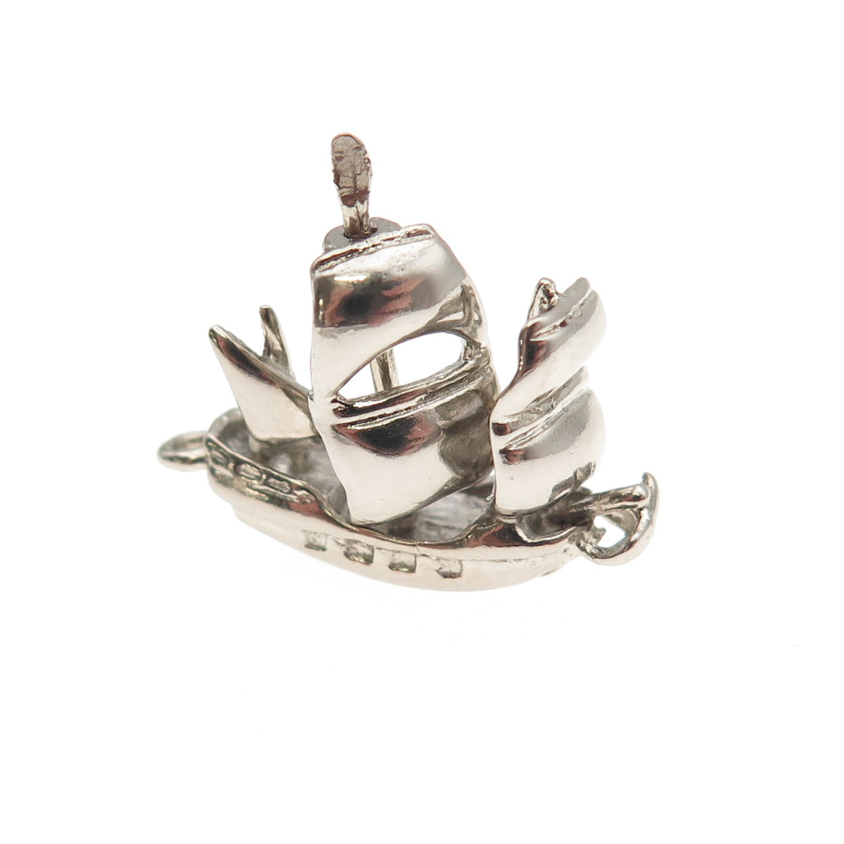 925 Sterling Silver Vintage Viking Ship Mini Charm Pendant