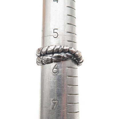 925 Sterling Silver Vintage Snake Oxidized Wrap Ring Size 5.75