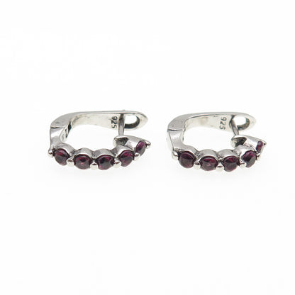 925 Sterling Silver Real Round-Cut Rhodolite Earrings