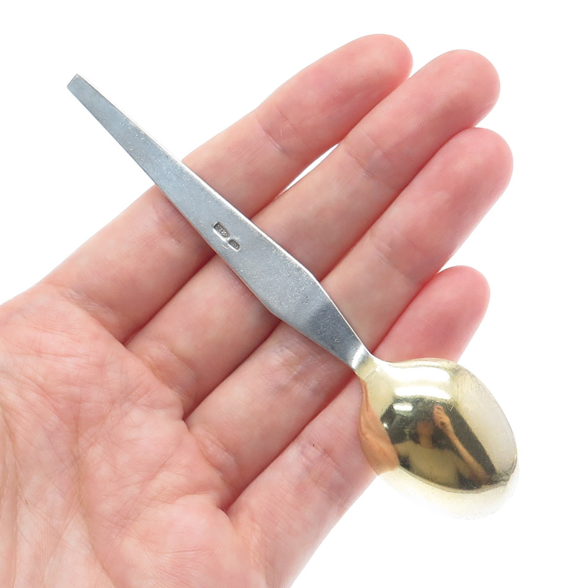 875 Silver 2-Tone Vintage European Coffee Spoon