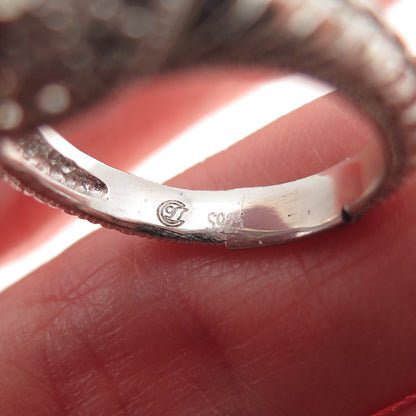 925 Sterling Silver Oval-Cut Pink & Round-Cut White C Z Ring Size 6.25