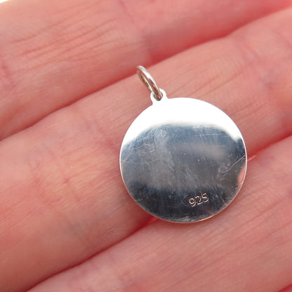 925 Sterling Silver Yellow Enamel Astonished Emoji Face Charm Pendant