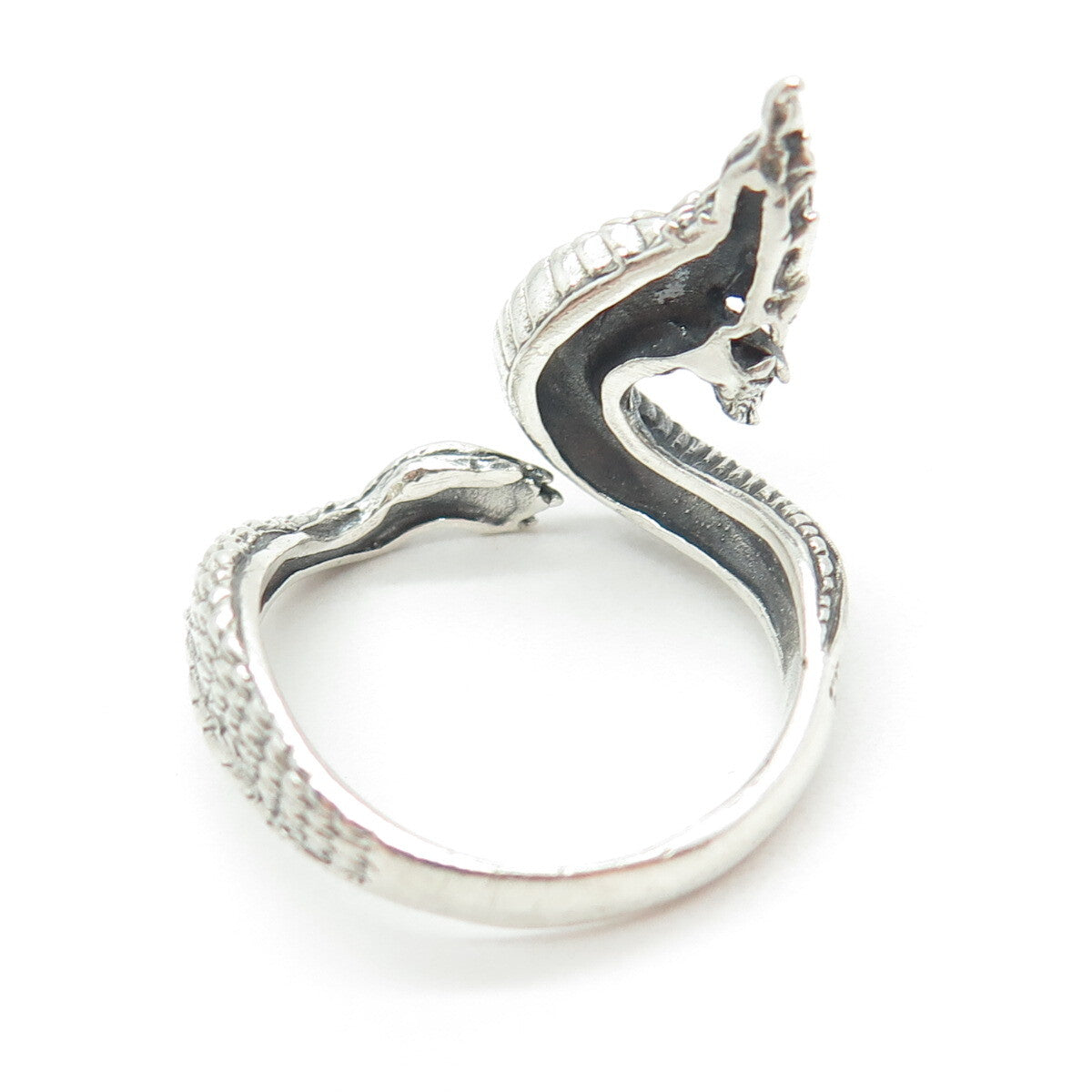 925 Sterling Silver Vintage Real Red Garnet Gemstone Dragon Ring Size 10