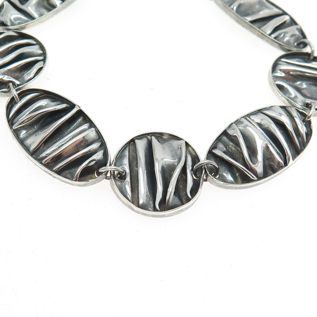 925 Sterling Silver Vintage Modernist Bracelet 7"