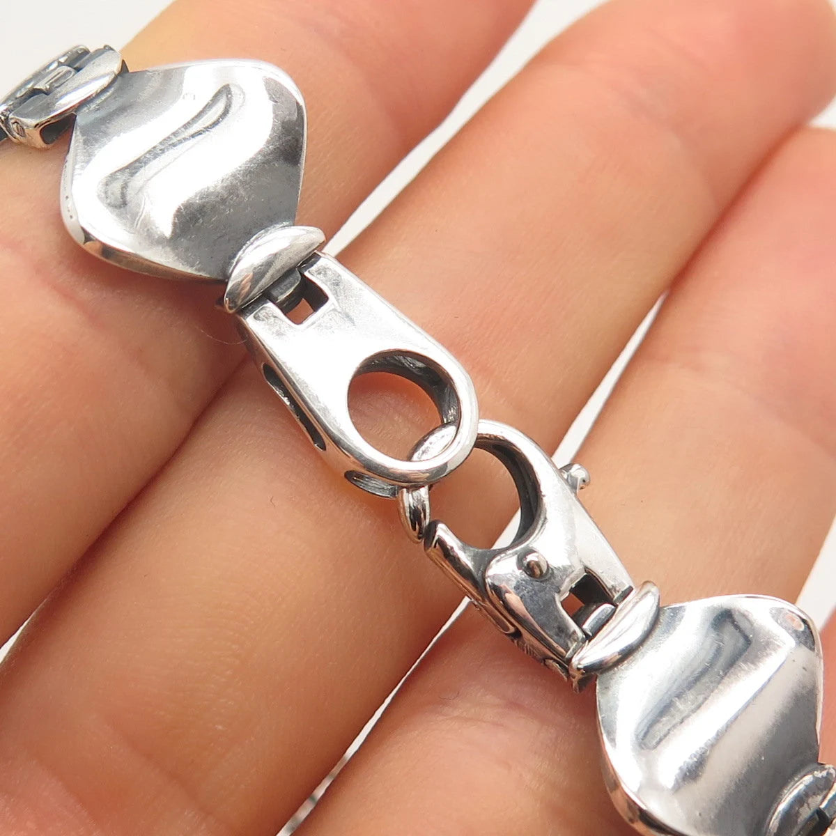 925 Sterling Silver Vintage Itaor Modernist Panel Link Bracelet 7.5"