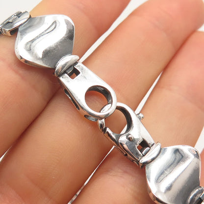 925 Sterling Silver Vintage Itaor Modernist Panel Link Bracelet 7.5"