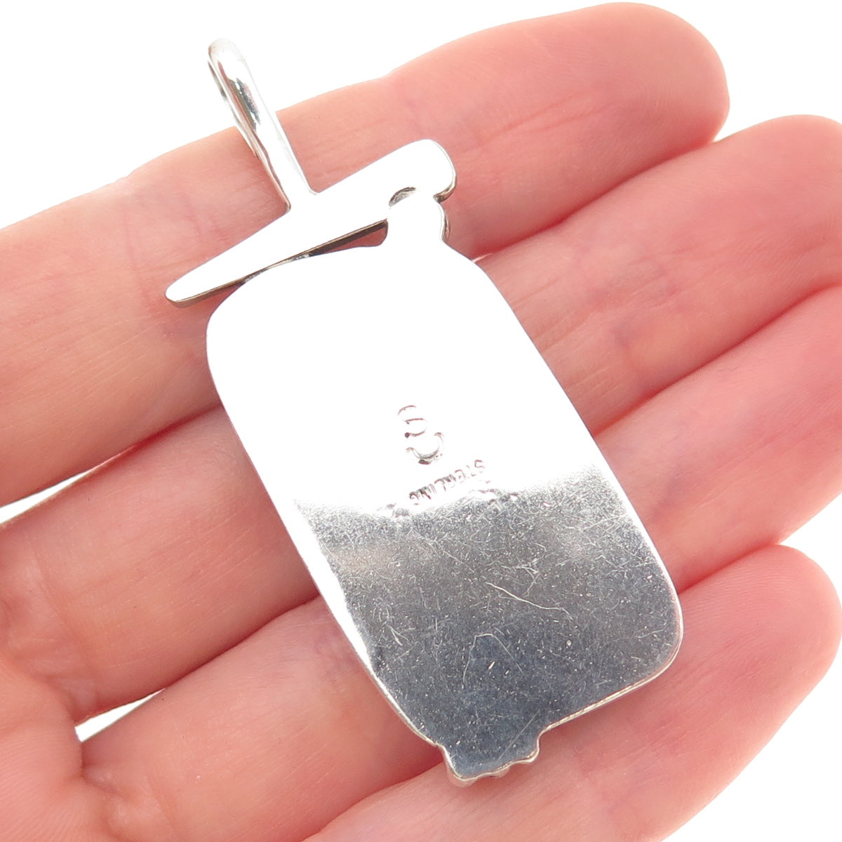 Stanley Bain Navajo Old Pawn 925 Sterling Silver Vintage Agate Tribal Pendant