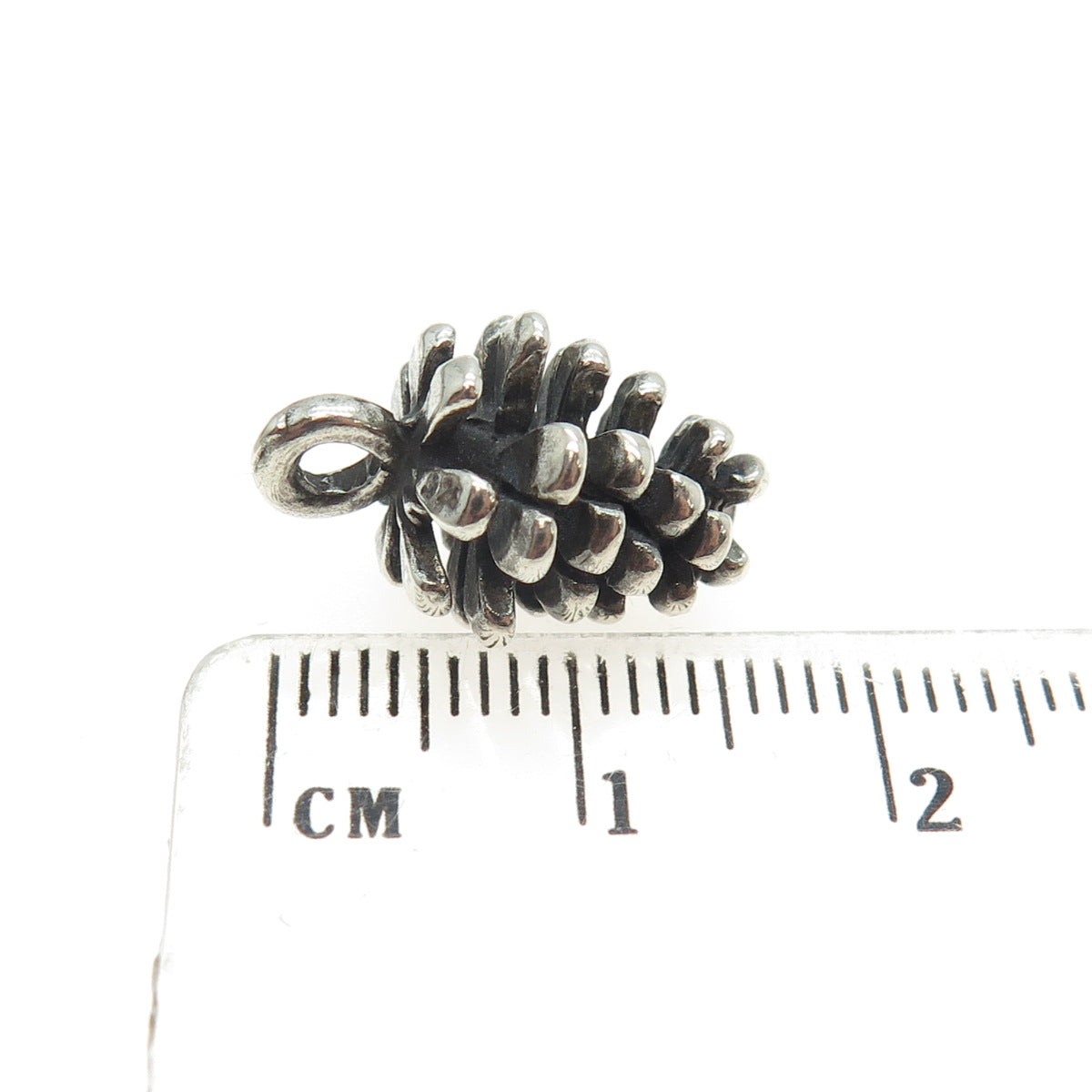 925 Sterling Silver Vintage Pine Cone Minimalist Oxidized Charm Pendant