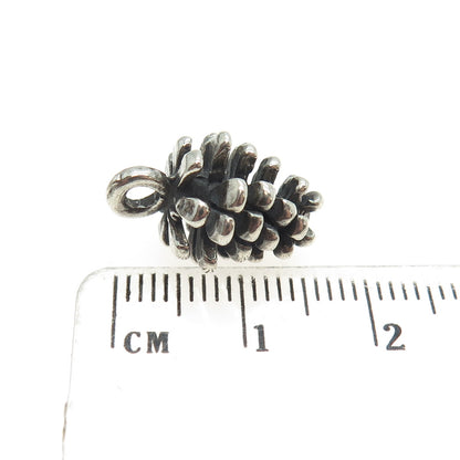 925 Sterling Silver Vintage Pine Cone Minimalist Oxidized Charm Pendant