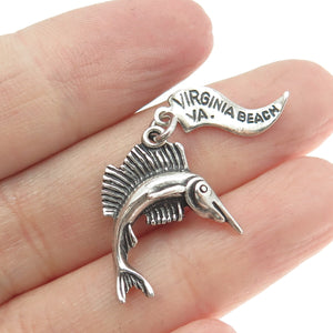PACIFIC JEWELRY Sterling Silver Vintage Virginia Beach Swordfish Charm Pendant