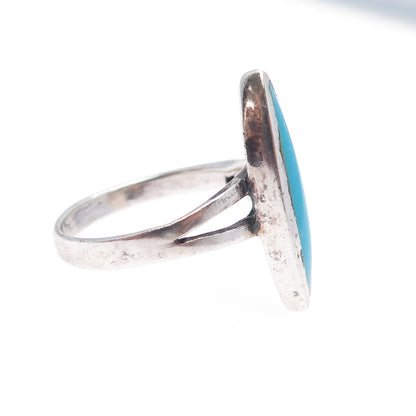 925 Sterling Silver Vintage Real Sleeping Beauty Turquoise Ring Size 7.5
