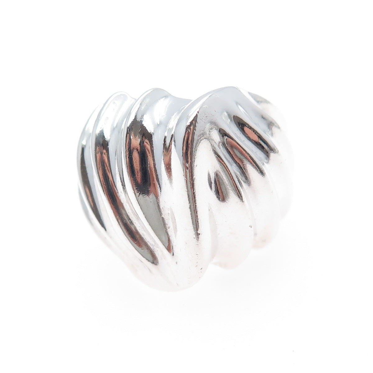 925 Sterling Silver Vintage Mexico Modernist Wavy Dome Ring Size 7.5