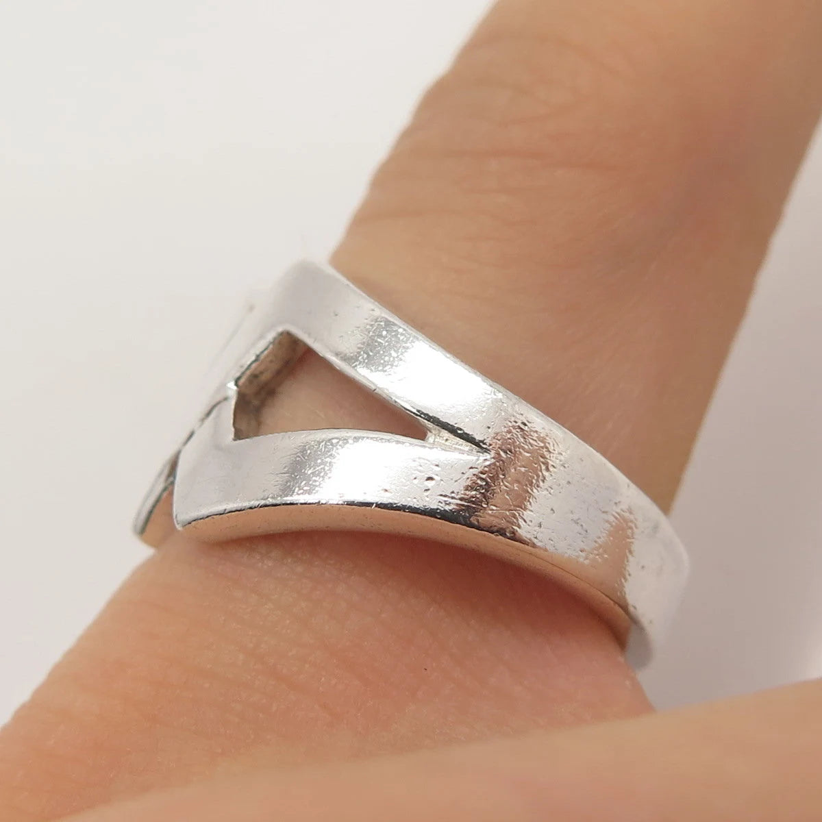 925 Sterling Silver Vintage Crossover Ring Size 6.25