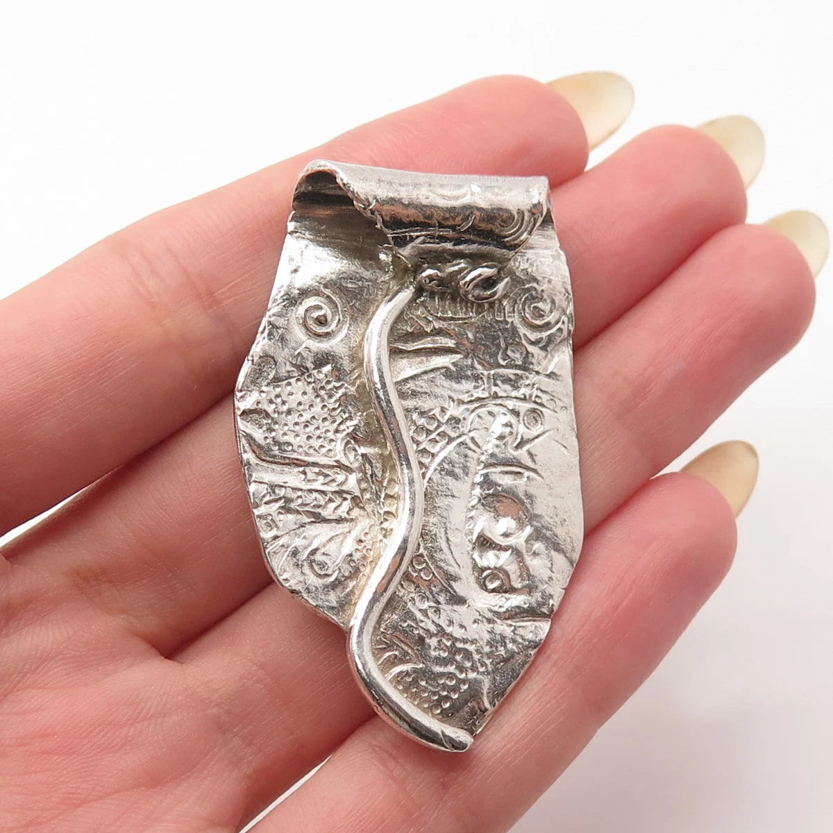 925 Sterling Silver Vintage Abstract Slide Pendant