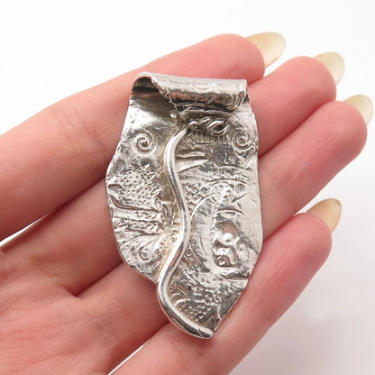 925 Sterling Silver Vintage Abstract Slide Pendant