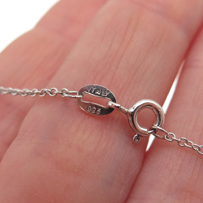 925 Sterling Silver Round-Cut C Z Love You Mom Heart Cable Chain Necklace 18"