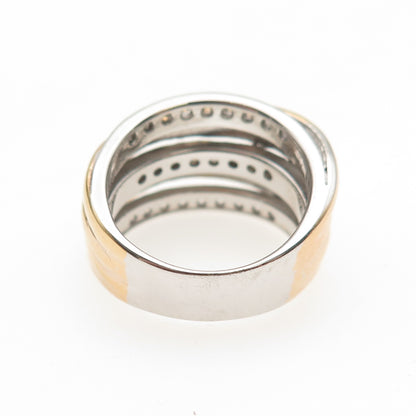 MICHAEL VALITUTTI Gems En Vogue Sterling 2-Tone C Z Crisscross Ring Size 7.25