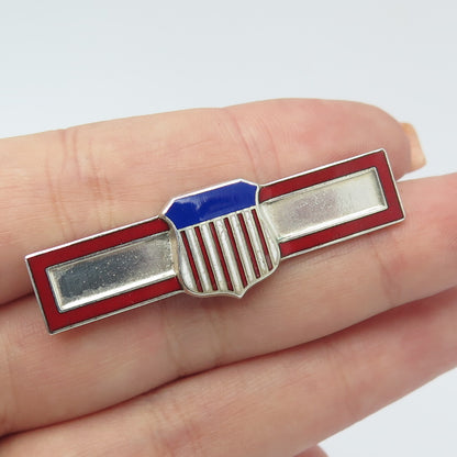 SMILO Sterling Silver Antique WWII Enamel US Army ROTC Distinguished Cadet Pin