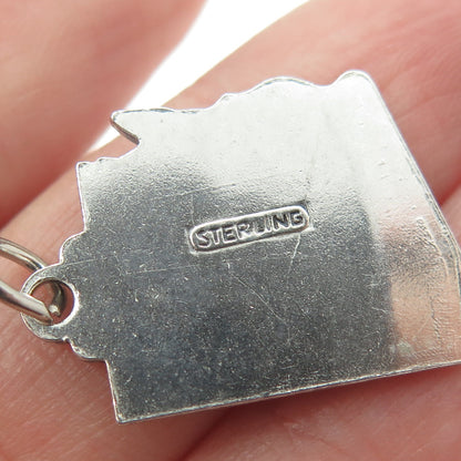 925 Sterling Silver Vintage Arizona State Map Charm Pendant