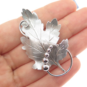 CARL ART 925 Sterling Silver Antique Art Deco Floral Leaf Pin Brooch