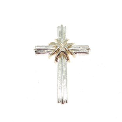 925 Sterling Silver 2-Tone Vintage Cross Pendant