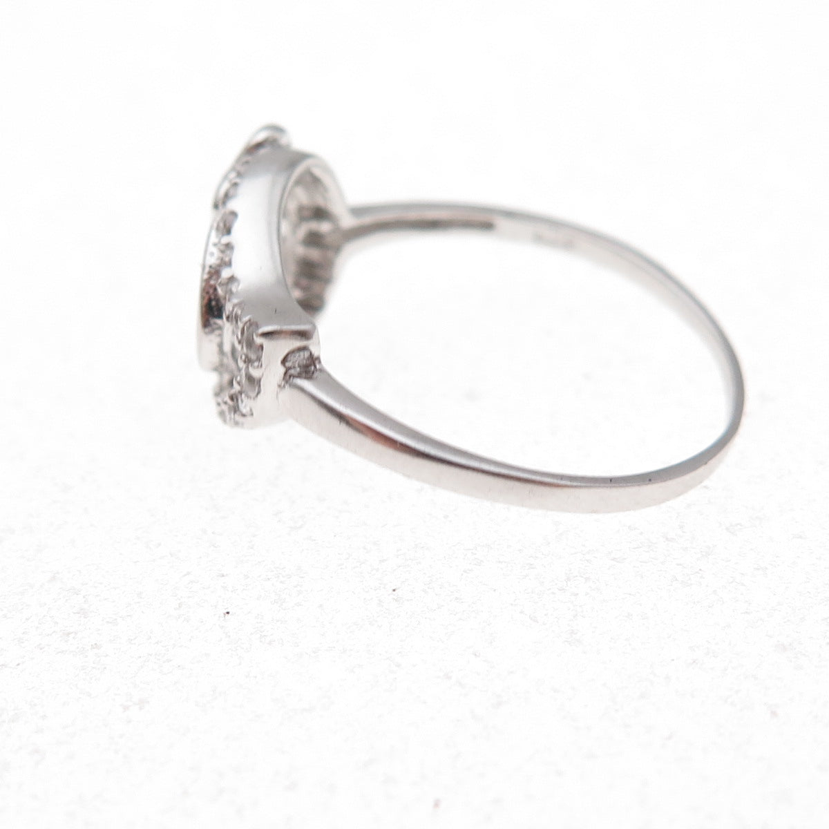 925 Sterling Silver Round-Cut C Z Heart Droplet Ring Size 7