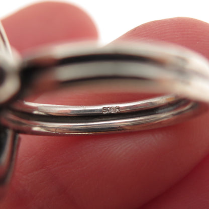 925 Sterling Silver Vintage Real Black Onyx Modernist Oxidized Ring Size 4.75