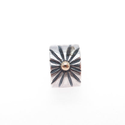 PANDORA 925 Sterling Silver & Gold Sunburst Clip Charm