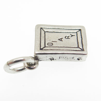 SUN WEST 925 Sterling Silver Vintage Diary Minimalist Charm Pendant
