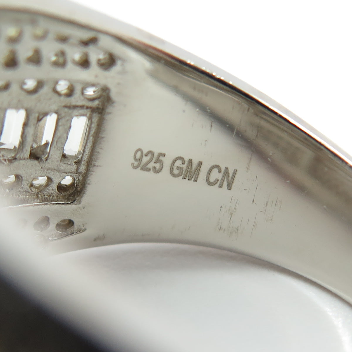 925 Sterling Silver Round & Baguette-Cut C Z Statement Ring Size 12