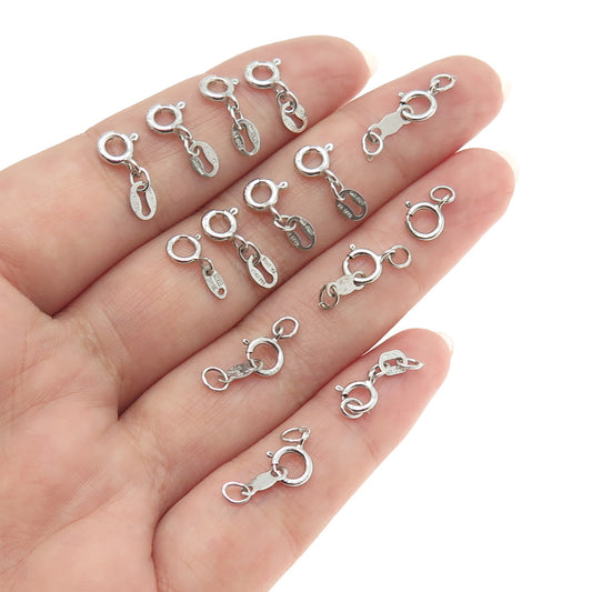 925 Sterling Silver SET of 14 Spring Ring Lock Clasps for Bracelet / Necklace