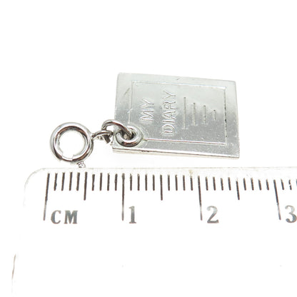 925 Sterling Silver Vintage "My Diary" Charm Pendant