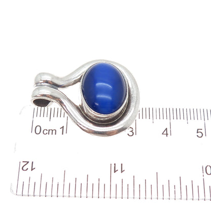 925 Sterling Silver Vintage Optic Fiber Cat's Eye Modernist Slide Charm Pendant