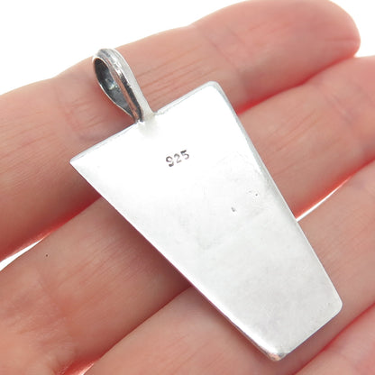 925 Sterling Silver Vintage Modernist Mesh Oxidized Charm Pendant