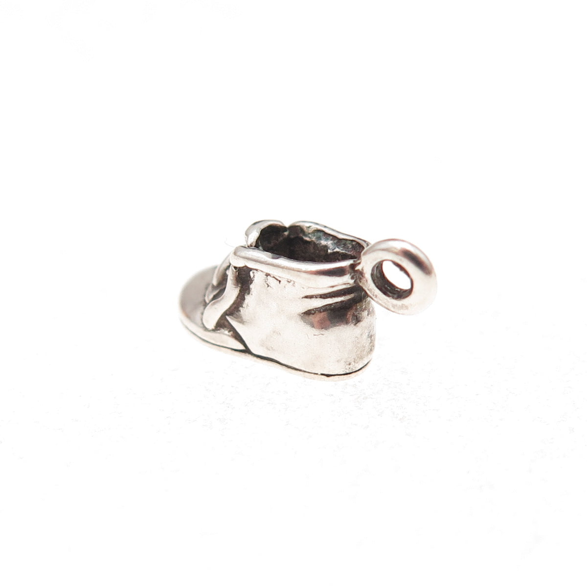 Sunwest 925 Sterling Silver Vintage Real Diamond Shoe Oxidized 3D Charm Pendant