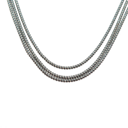925 Sterling Silver Vintage Modernist 3-Strand Braided Chain Necklace 18"