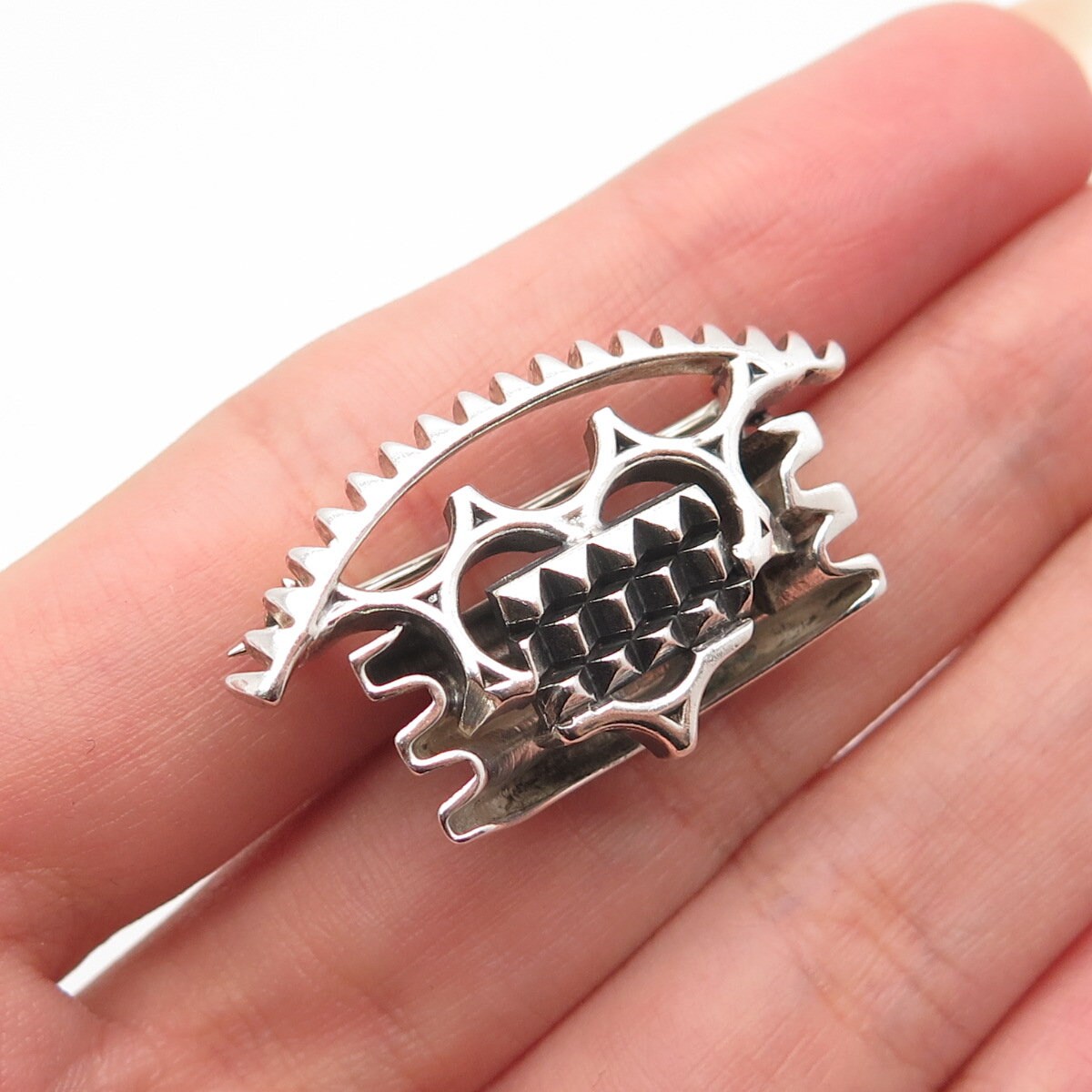 925 Sterling Silver Vintage Abstract Pin Brooch