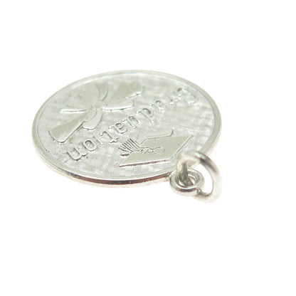 WELLS 925 Sterling Silver Vintage Graduation Round Charm Pendant