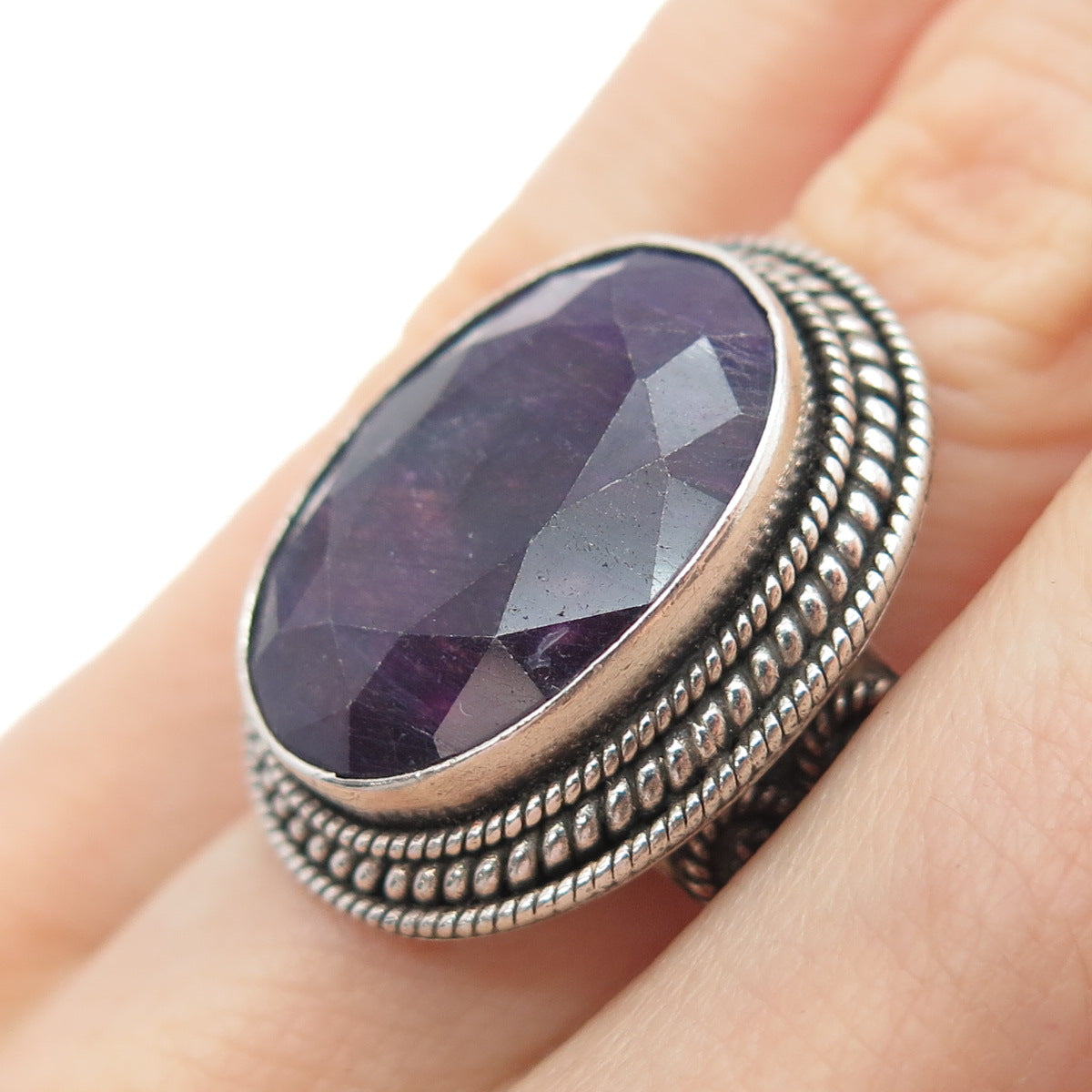 SAMUEL BENHAM BJC 925 Sterling Silver Vintage Real Amethyst Ring Size 6.25
