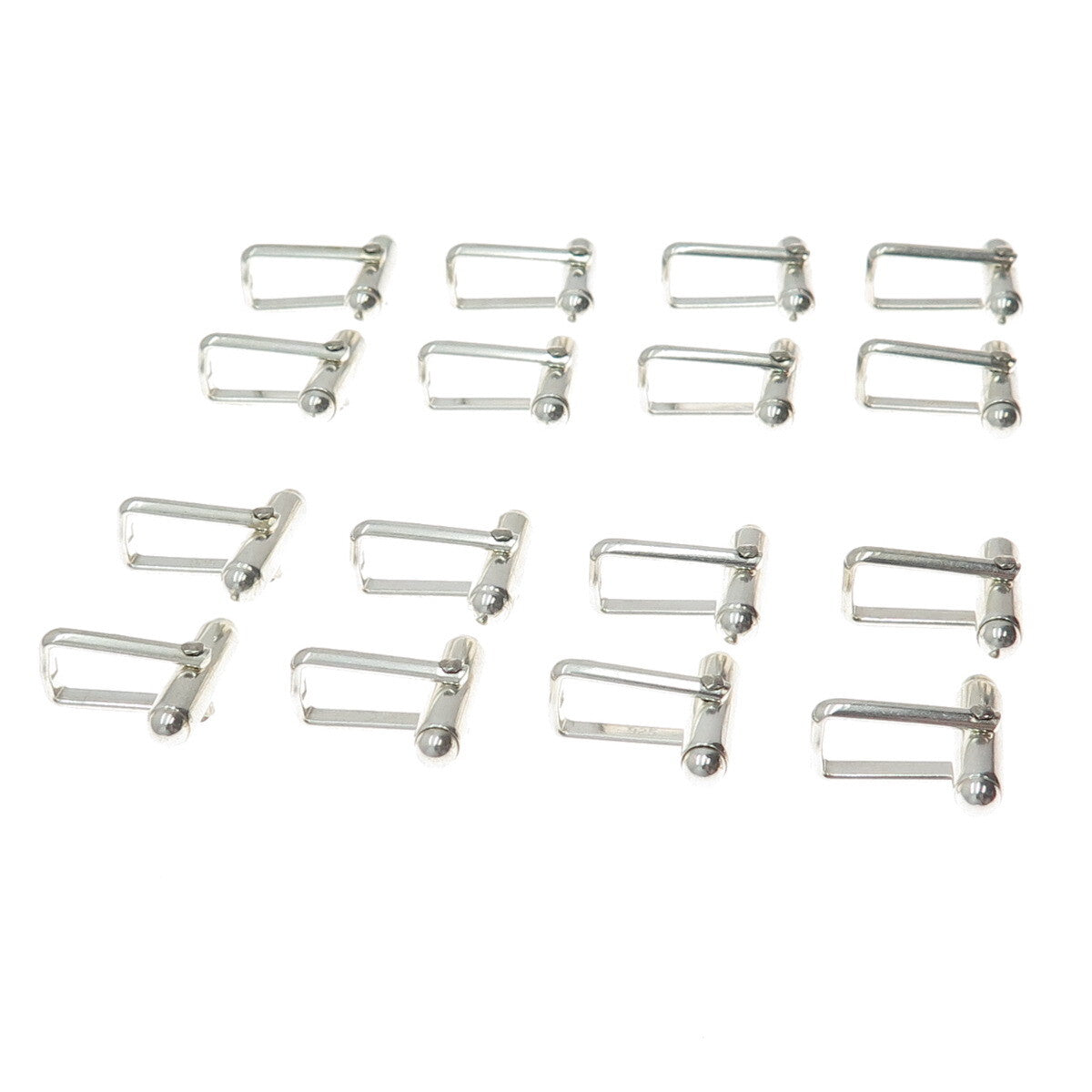 Old Stock 925 Sterling Silver Vintage SET of 8 Pair Round Bullet Cufflink Backs