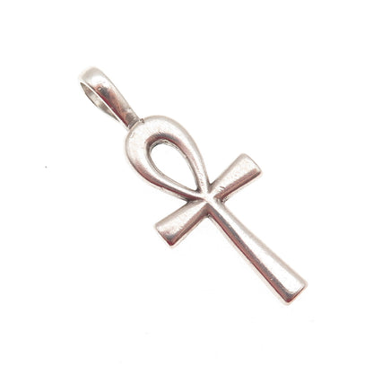 SUNWEST 925 Sterling Silver Vintage Egyptian Ankh Oxidized Charm Pendant