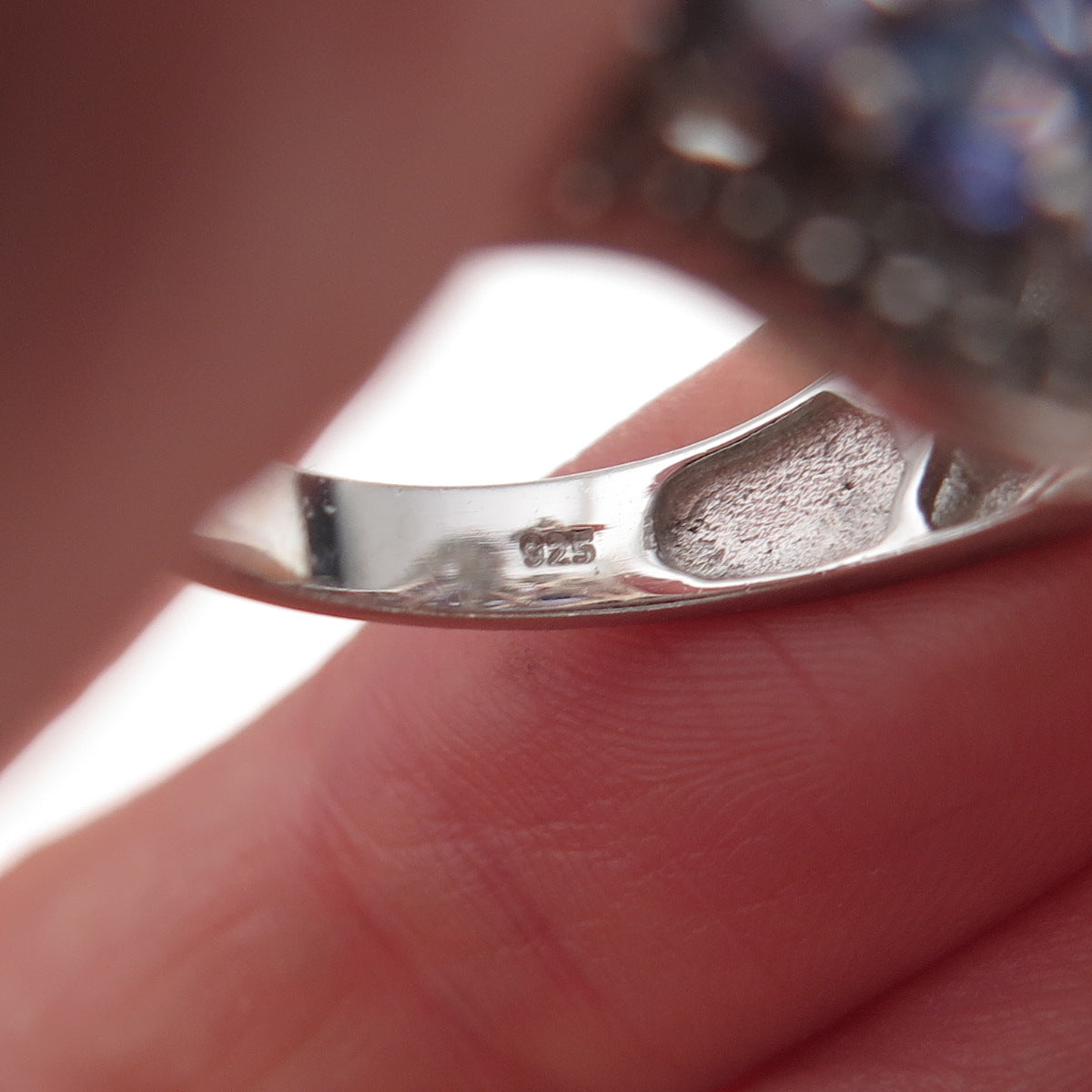 Chuck Clemency 925 Sterling Silver Real Tanzanite & White Topaz Ring Size 8.25