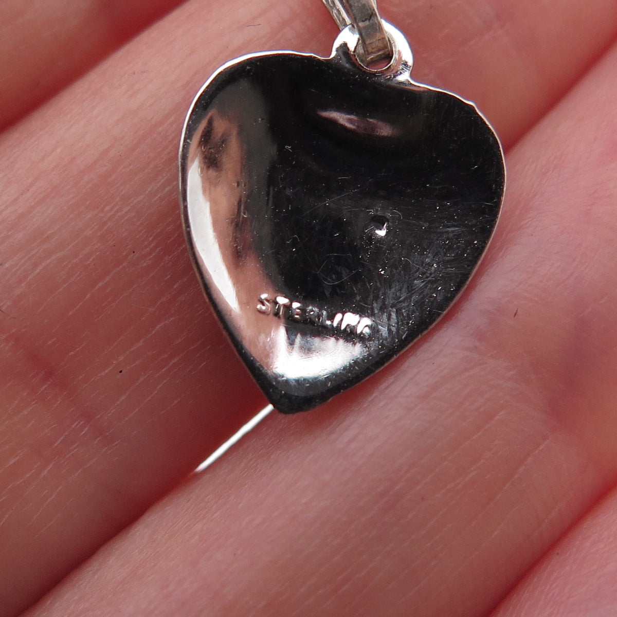 925 Sterling Silver Antique Art Deco Real Marcasite Heart Charm Pendant